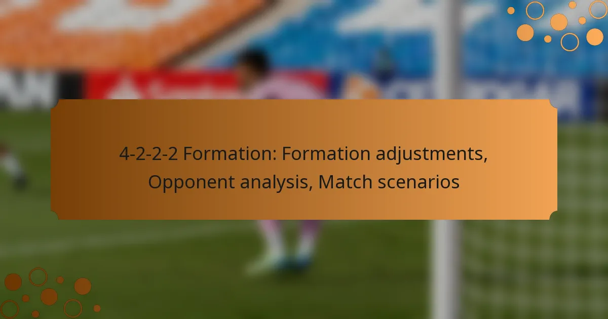 4-2-2-2 Formation: Formation adjustments, Opponent analysis, Match scenarios