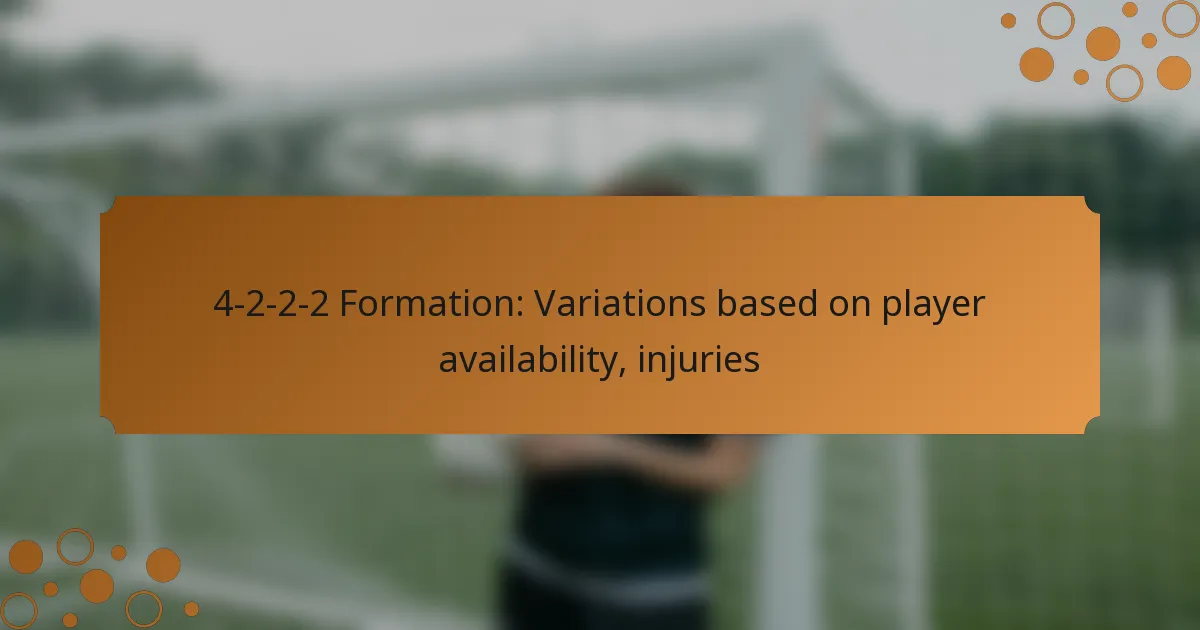 4-2-2-2 Formation: Variations based on player availability, injuries