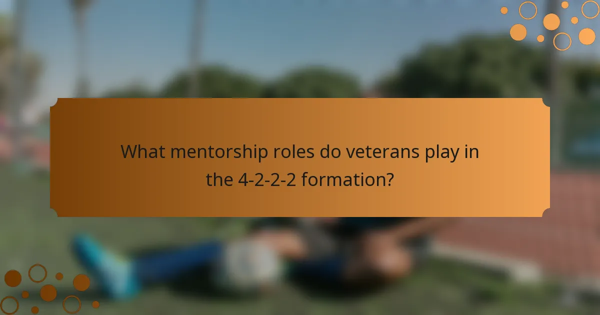 What mentorship roles do veterans play in the 4-2-2-2 formation?